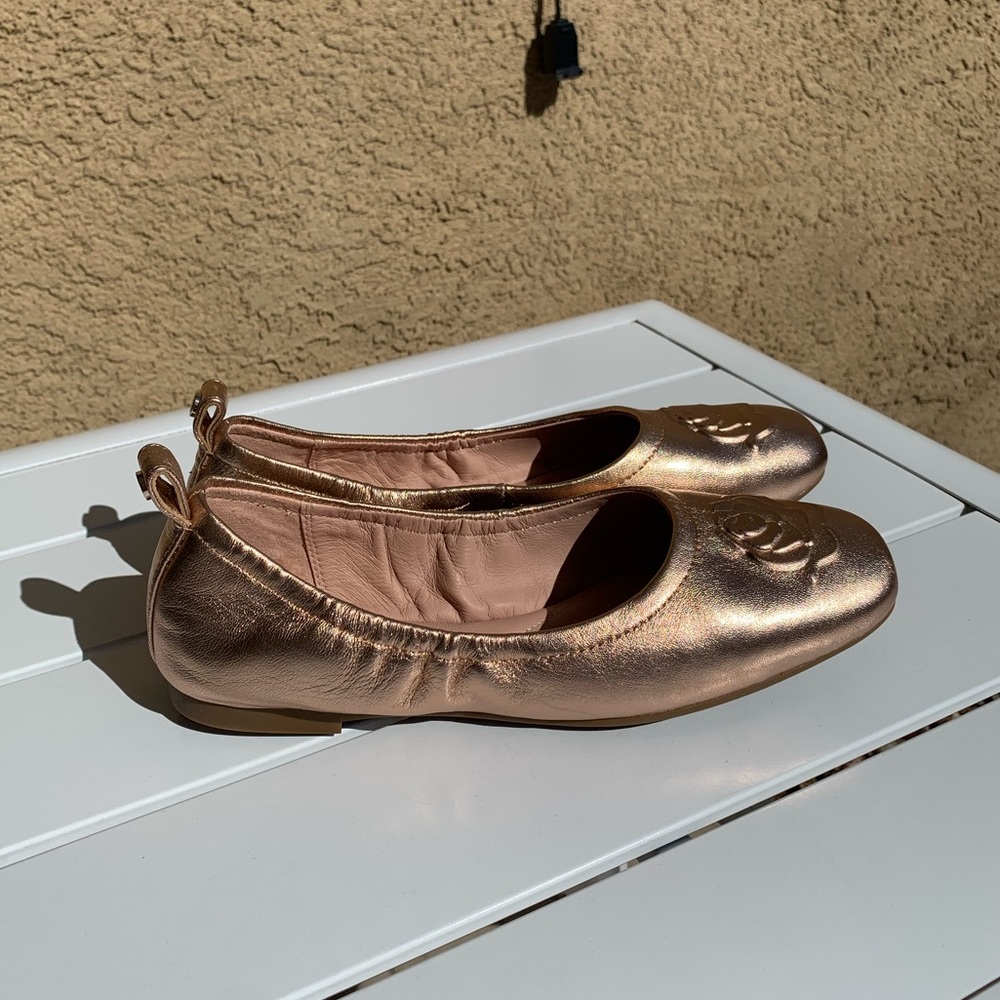 Taryn Rose ballerina shoes metallic copper rosé leather size 6B